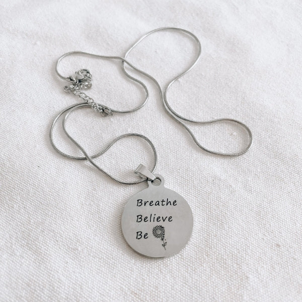 Breathe, Believe, Be - Meditation Necklace