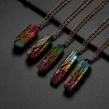 Rainbow Crystal Tree Of Life Necklace